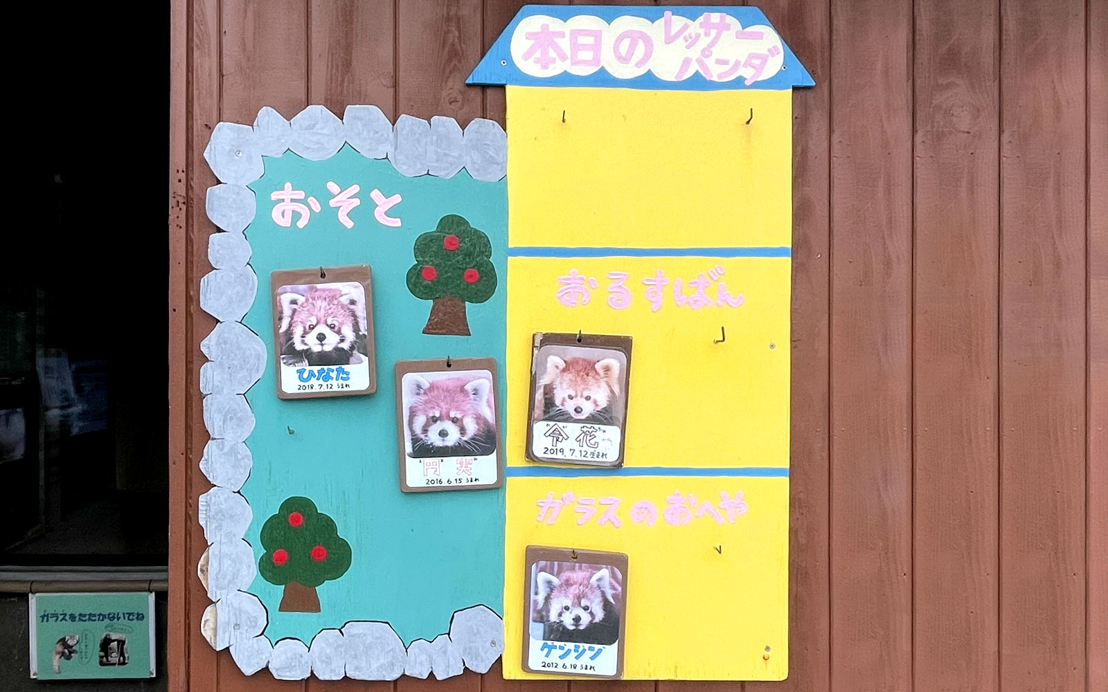 レッサーパンダの案内看板（伊藤撮影）